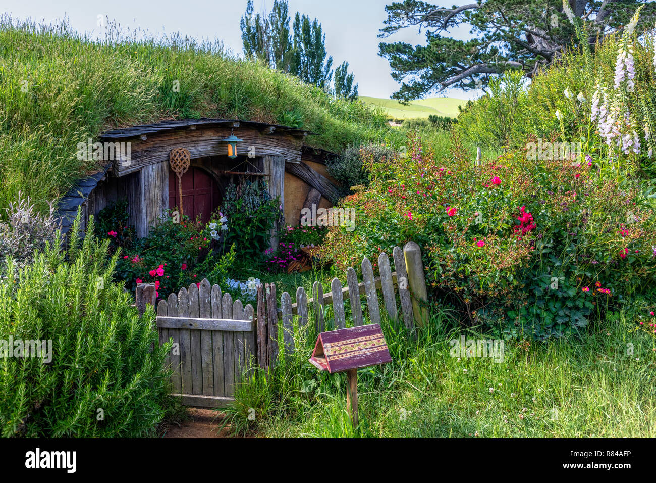 Hobbiton, set cinematografico, Waikato, Matamata, Nuova Zelanda Foto Stock