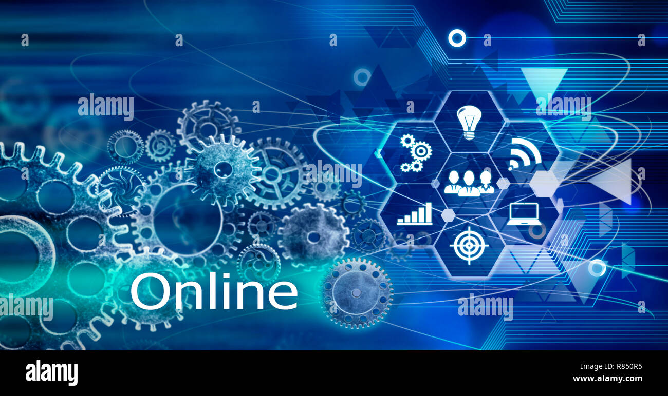 Online, innovazione dati calcolatore denti Technology,formazione,sfondo Foto Stock