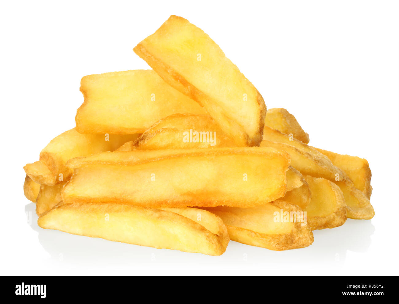 Patate fritte su sfondo bianco di close-up Foto Stock