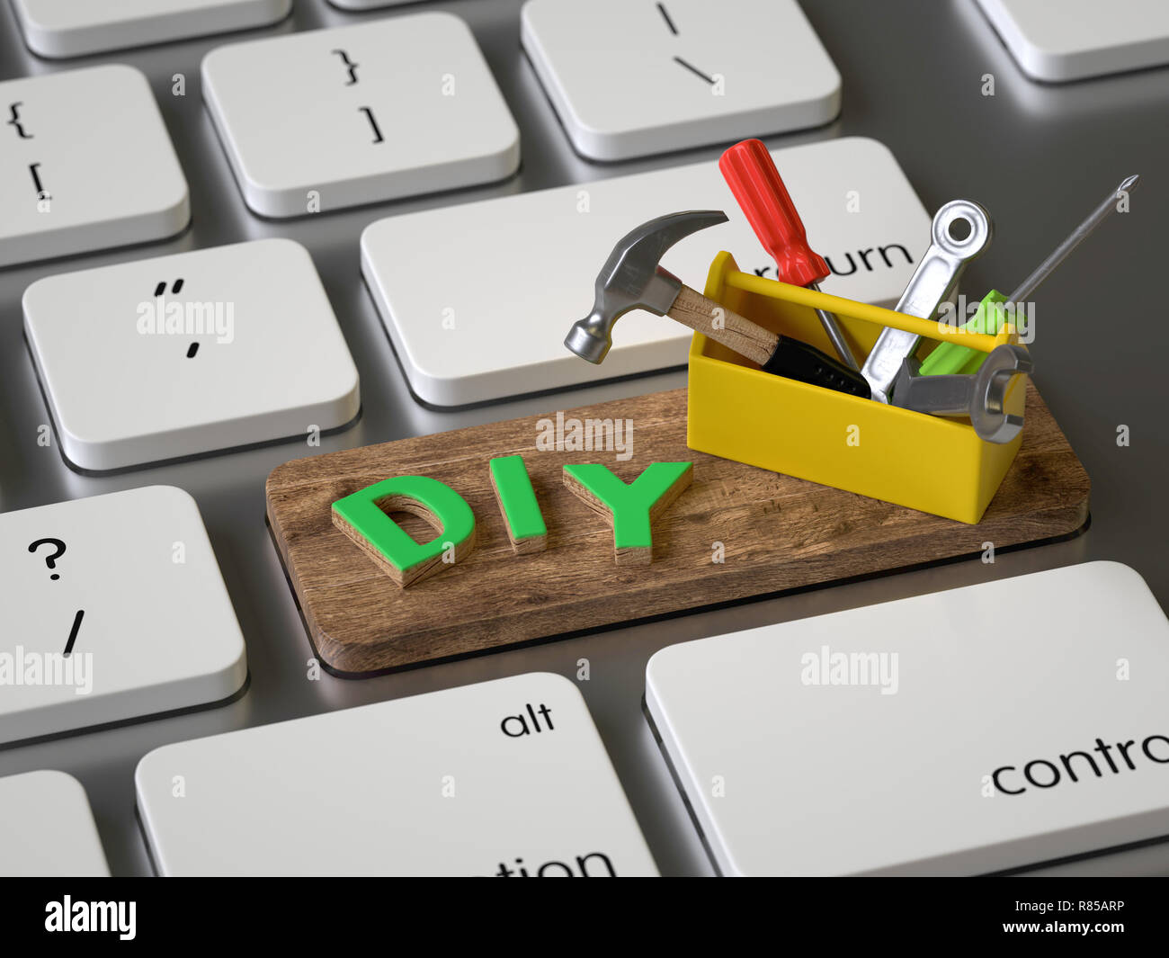 Diy tasto sulla tastiera, rendering 3d,immagine concettuale Foto Stock