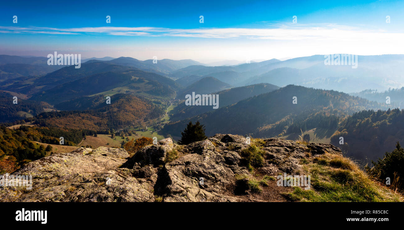 Vista dalla Belchen nella Foresta Nera, Germania Foto Stock