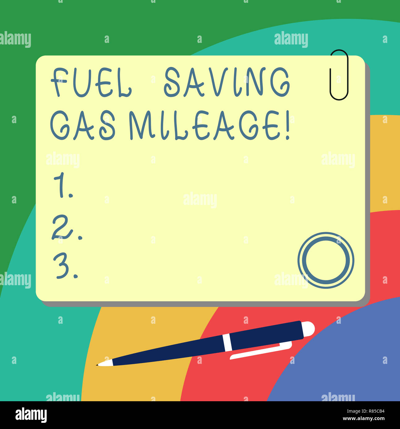 La grafia la scrittura di testo il risparmio di carburante distanza in miglia del gas. Concetto significato spendendo meno soldi a spese del veicolo risparmio gas quadrato bianco Color Board con M Foto Stock