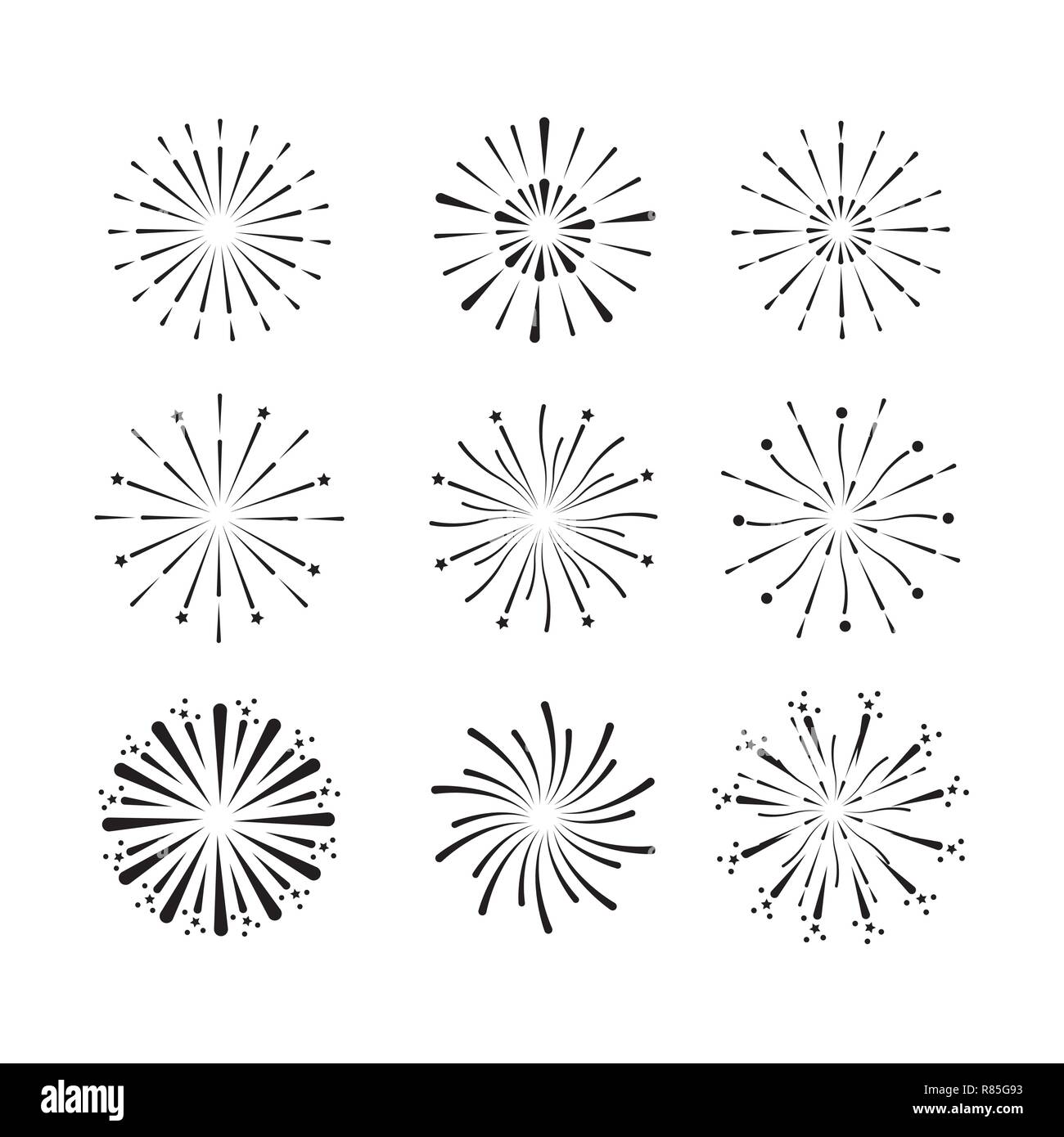 Impostare profilo fuochi d' artificio notte eventi celebrativi Illustrazione Vettoriale