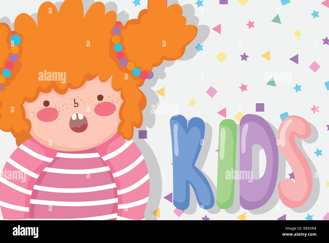 La ragazza con l'acconciatura su stelle con triangolo e piazze sfondo Illustrazione Vettoriale
