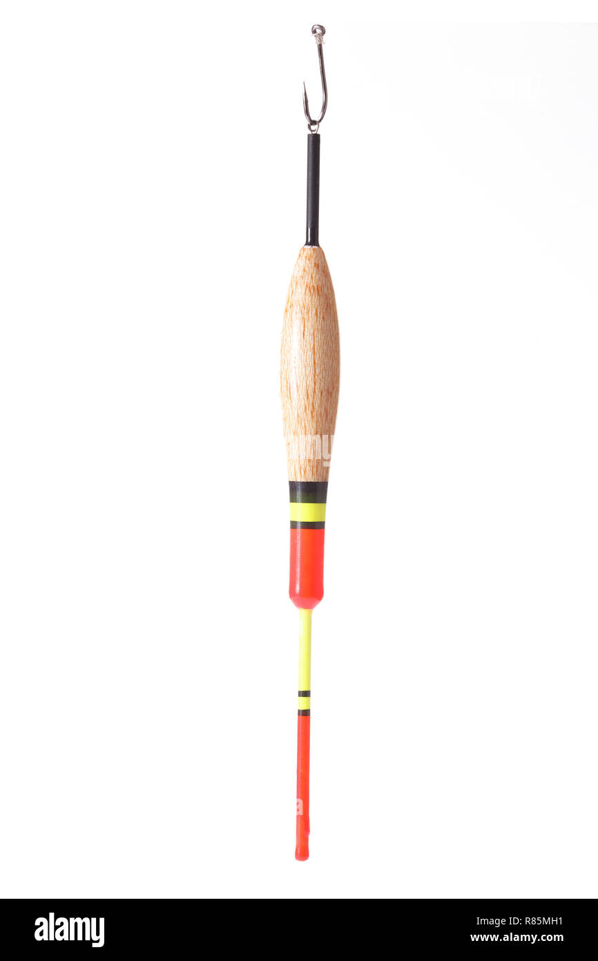 La pesca galleggiante isolato su sfondo bianco Foto Stock