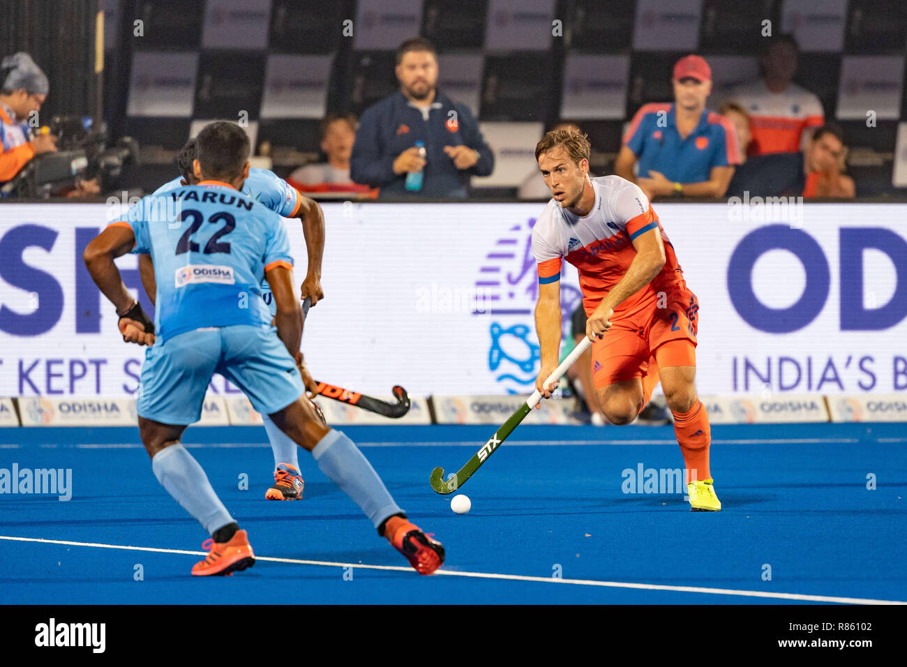 Bhubaneswar, India. 13 dicembre, 2018. Hockey Odisha uomini di Coppa del Mondo di Bhubaneswar 2018. Luogo: Kalinga Stadium. Jeroen Hertzberger durante il gioco India vs Paesi Bassi. Foto Stock