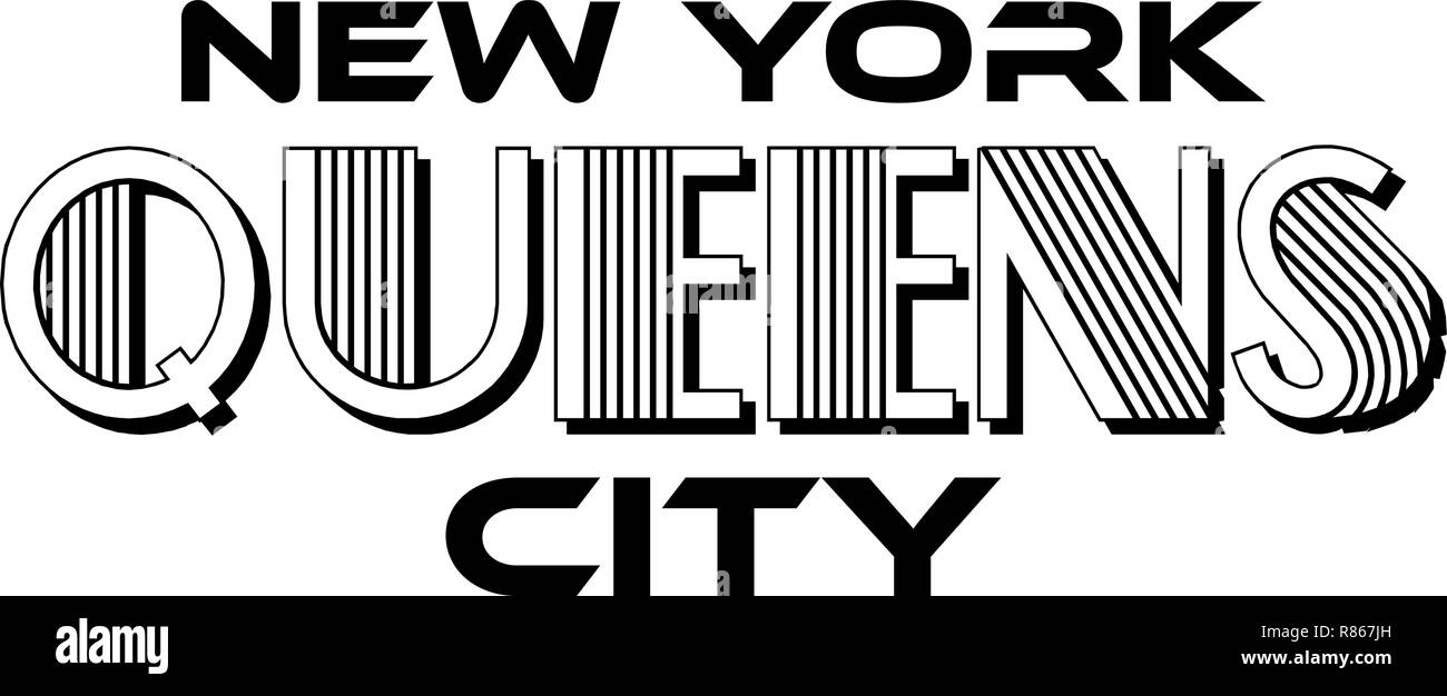 Queens New York City Urban Tipografia per serigrafia abbigliamento Stampa Design Moderno. Illustrazione Vettoriale