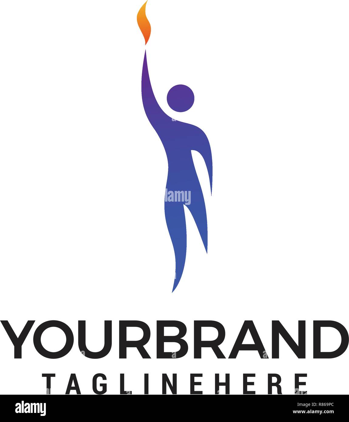 Persona umana nel logo di fiamma vettore modello Illustrazione Vettoriale