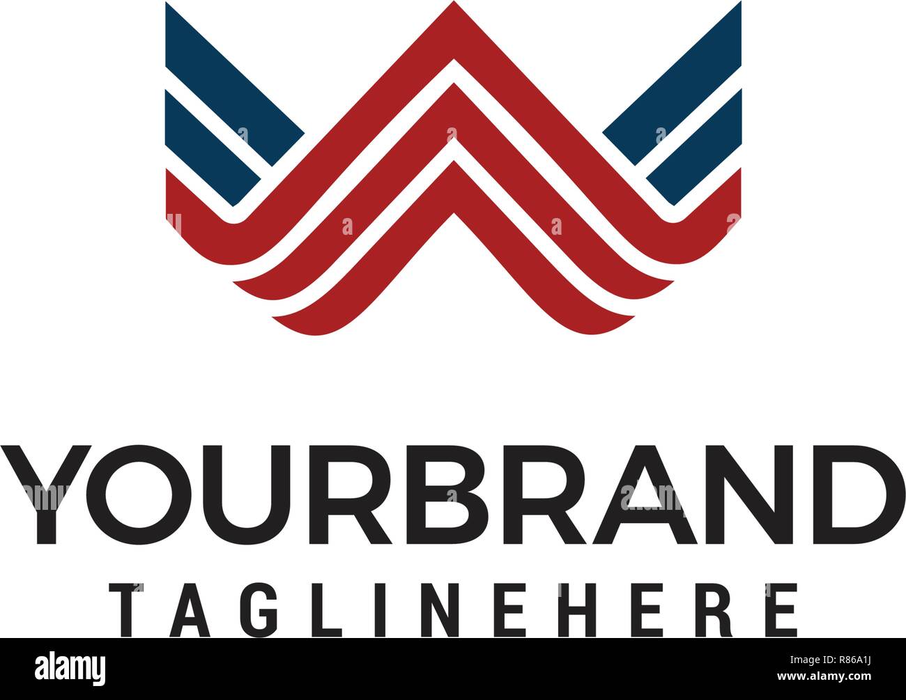 Lettera 'W' linea arte monogramma. Creative Design logo. Illustrazione Vettoriale