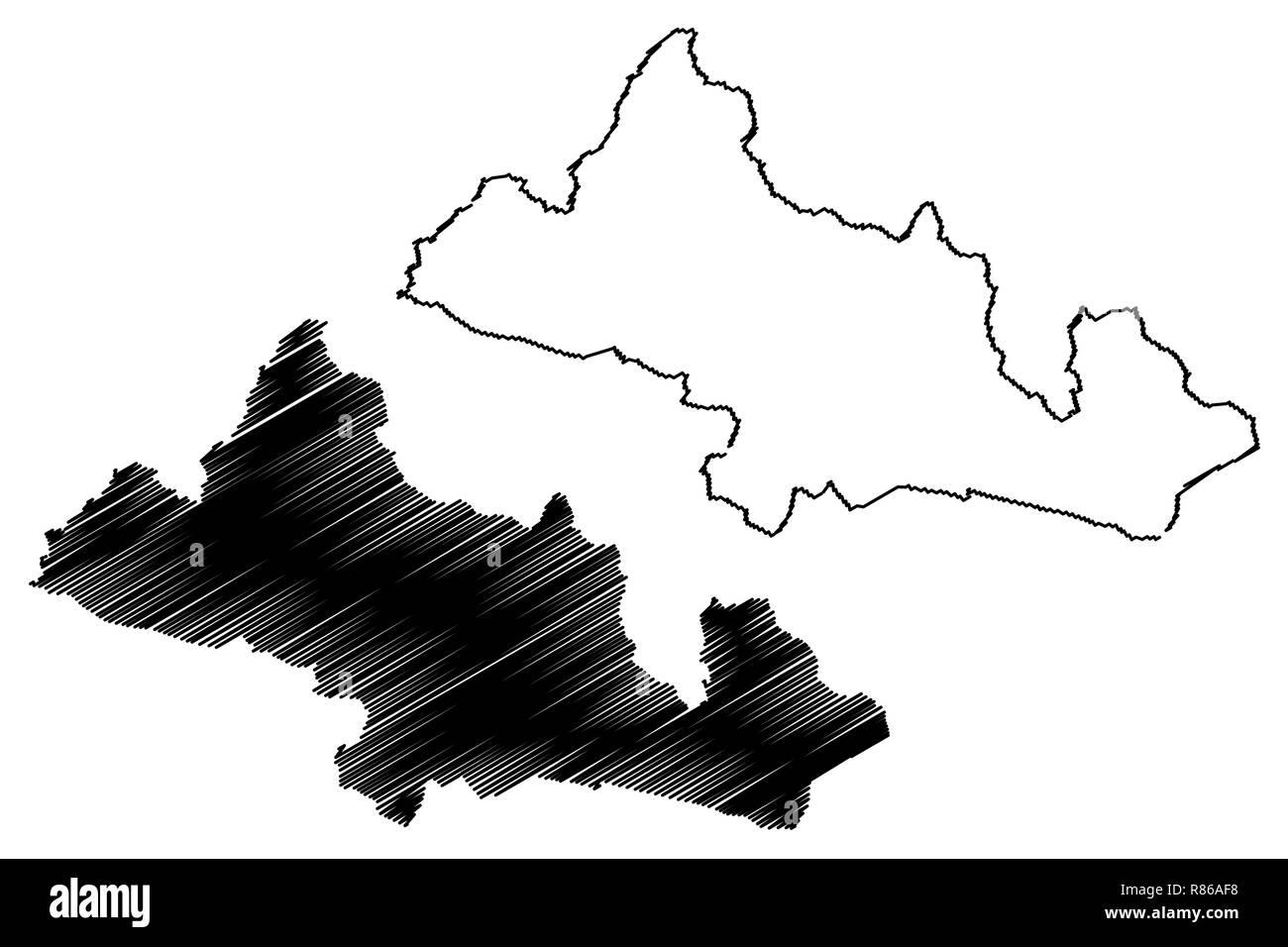 Kilis (Province della Repubblica di Turchia) mappa illustrazione vettoriale, scribble schizzo Kilis ili mappa Illustrazione Vettoriale