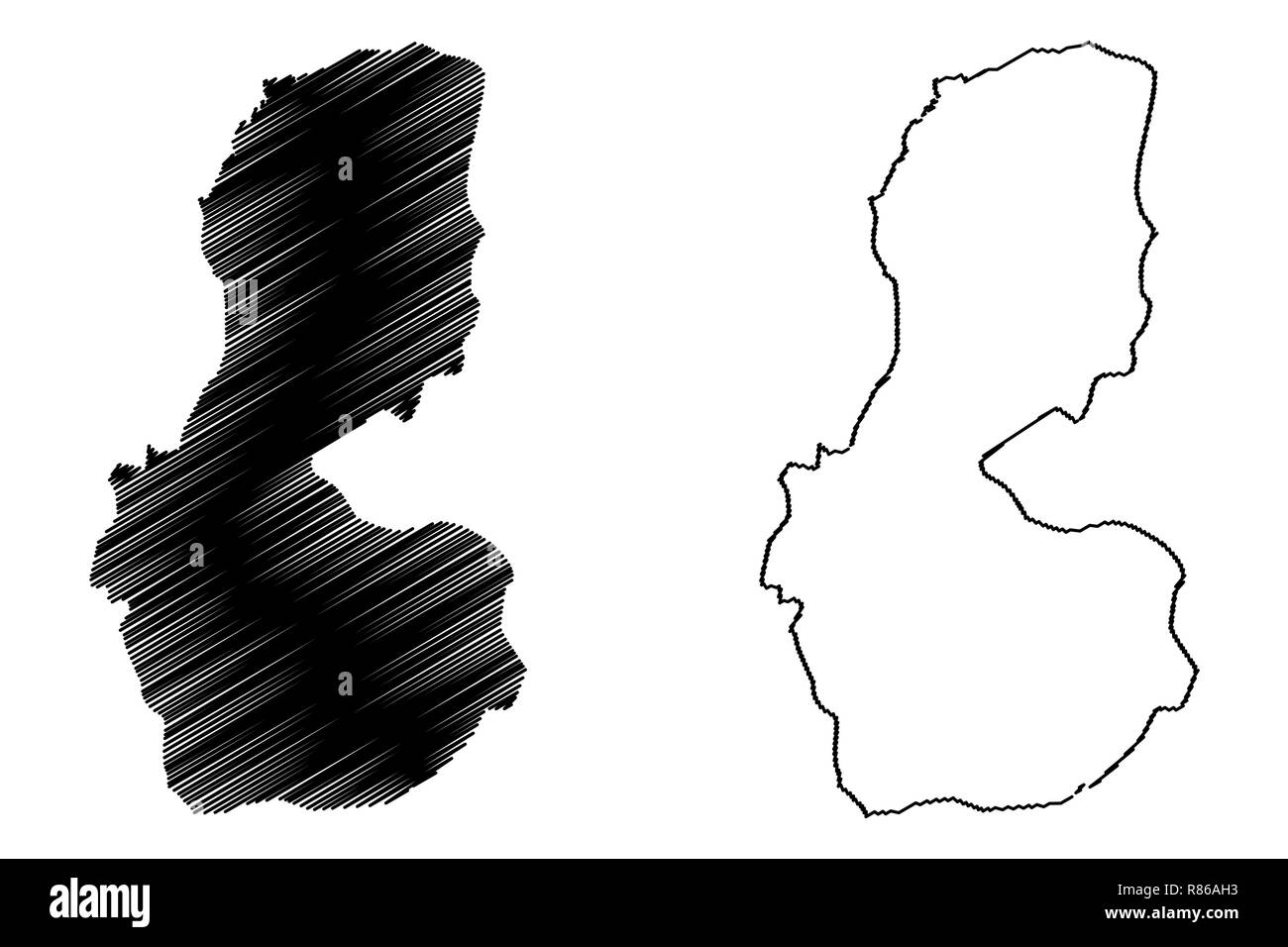 Batman (Province della Repubblica di Turchia) mappa illustrazione vettoriale, scribble sketch Batman ili mappa Illustrazione Vettoriale