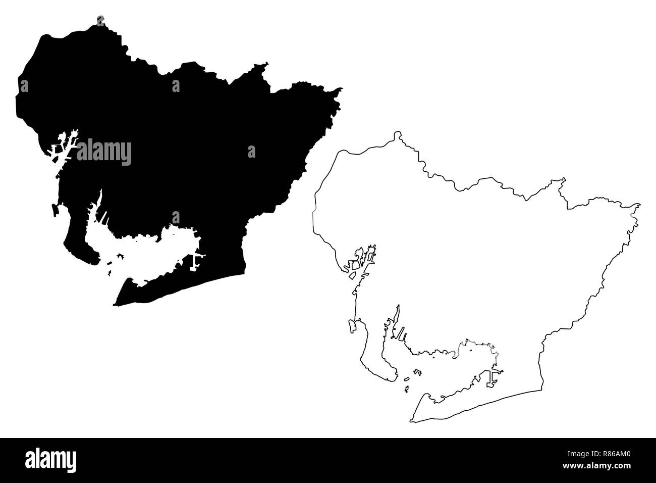 Prefettura di Aichi (divisioni amministrative del Giappone, Prefetture del Giappone) mappa illustrazione vettoriale, scribble sketch mappa di Aichi Illustrazione Vettoriale