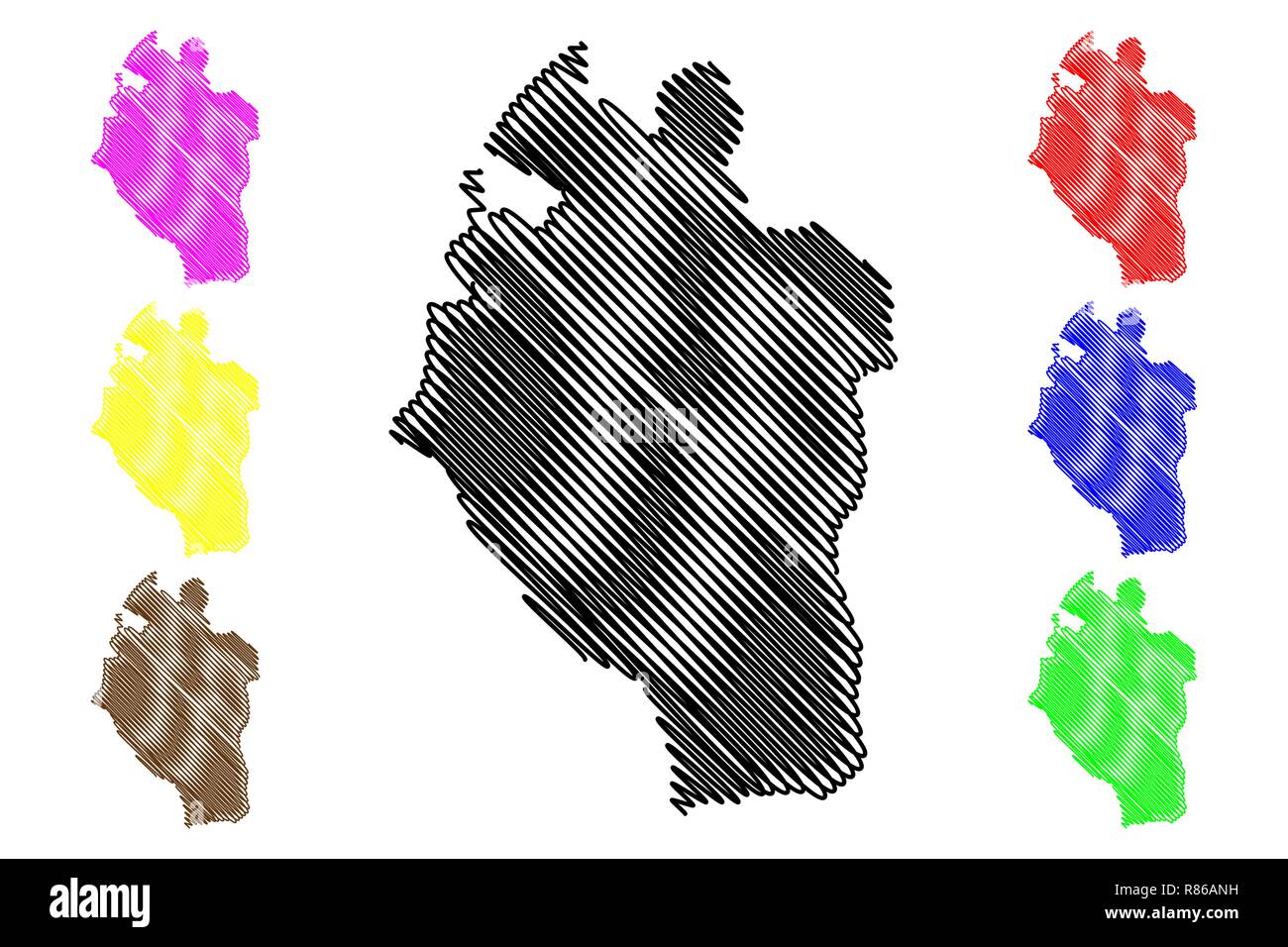 Isola di Kabaena (suddivisioni di Indonesia, Province di Indonesia) mappa illustrazione vettoriale, scribble schizzo Kabaena mappa Illustrazione Vettoriale