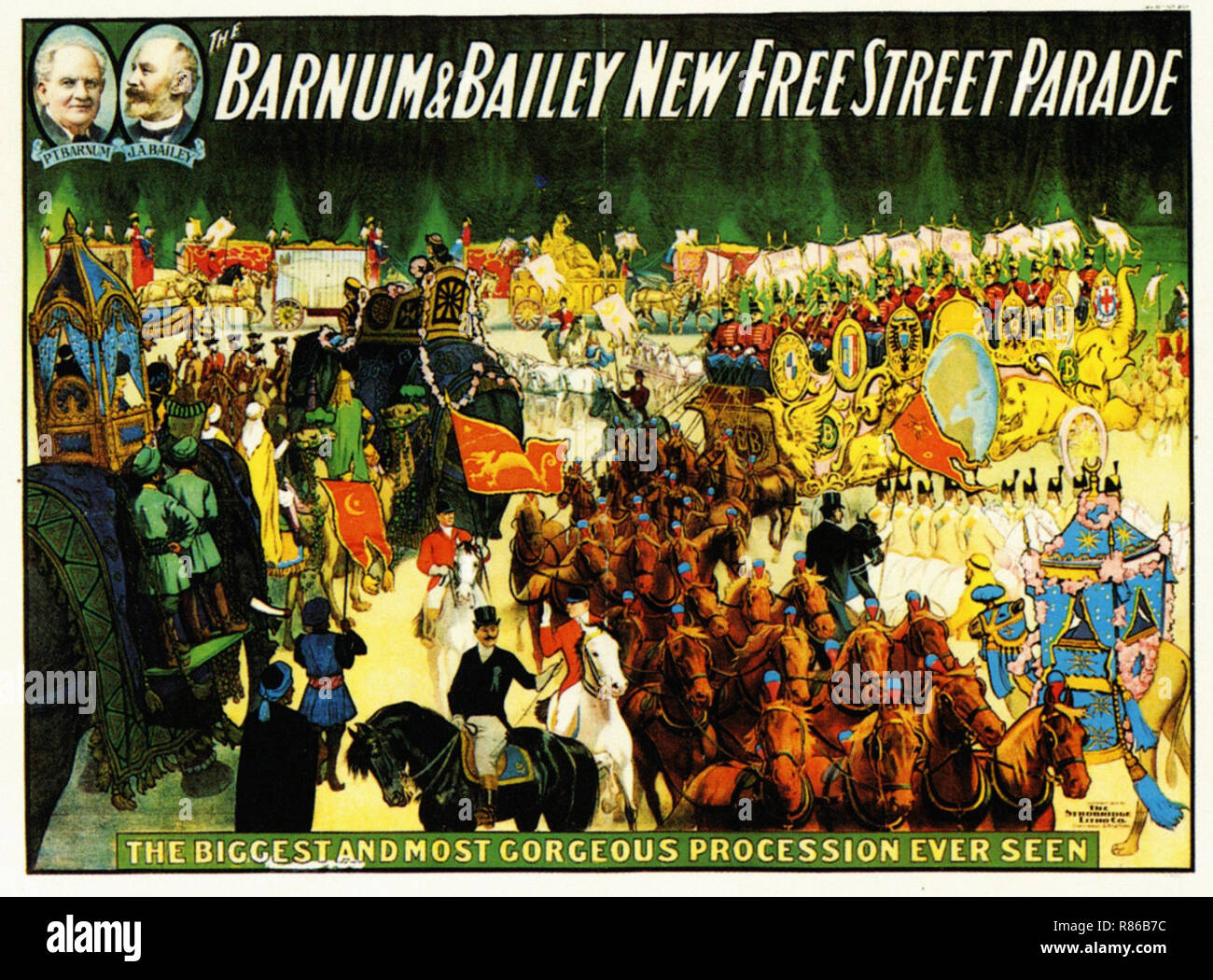 Barnum Bailey nuova Free Street Parade - Vintage poster pubblicitario Foto Stock