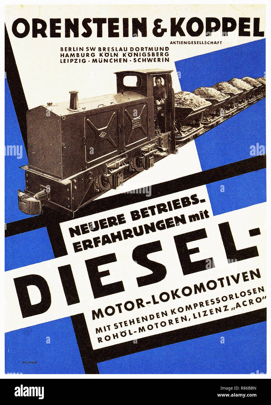 Orenstein & Koppel Lokomotiven Diesel - Vintage poster pubblicitario Foto Stock