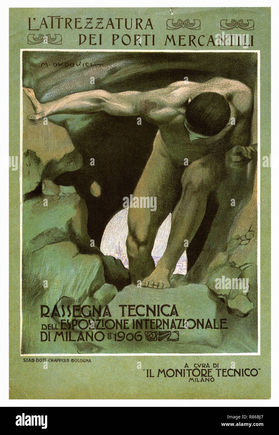 Mercantiles di Milano - Vintage poster pubblicitario Foto Stock
