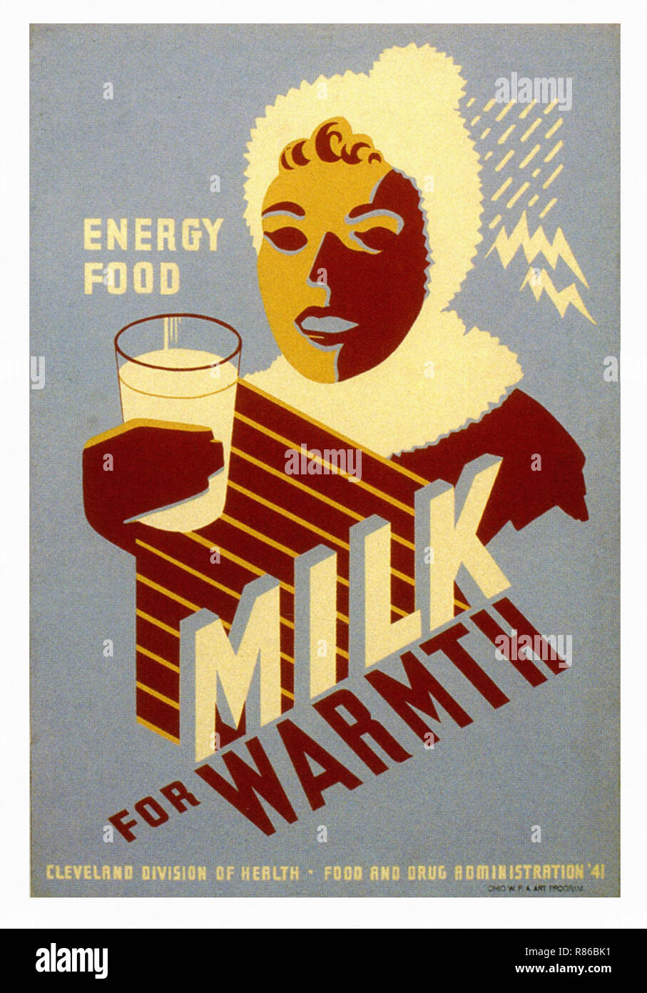 Il latte per il calore - Vintage poster pubblicitario Foto Stock