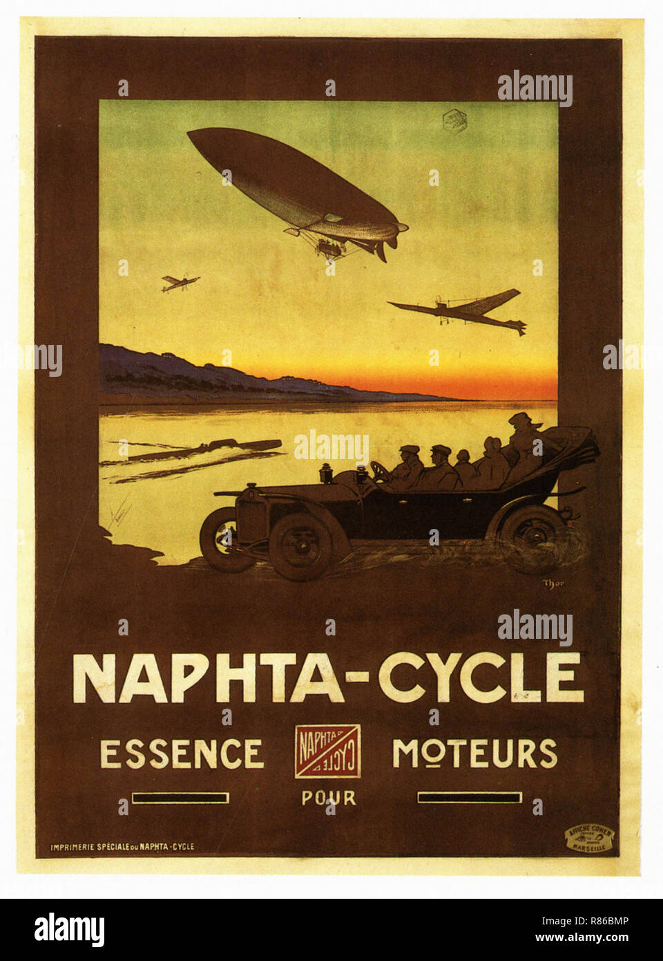 Ciclo di nafta carburante motore - Vintage poster pubblicitario Foto Stock