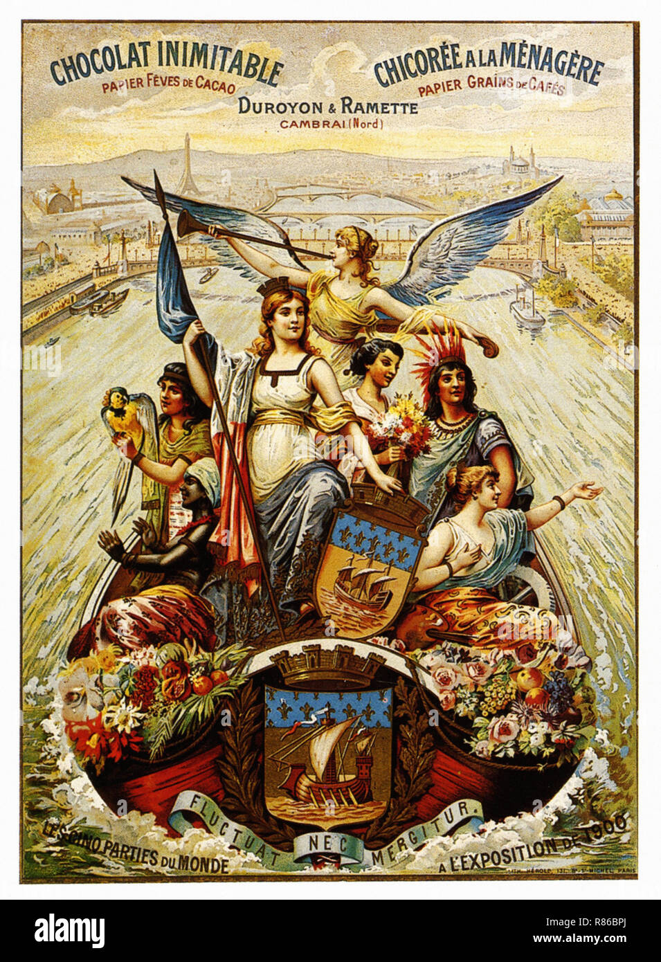 Carte dalla cicoria e cioccolato - Vintage poster pubblicitario Foto Stock