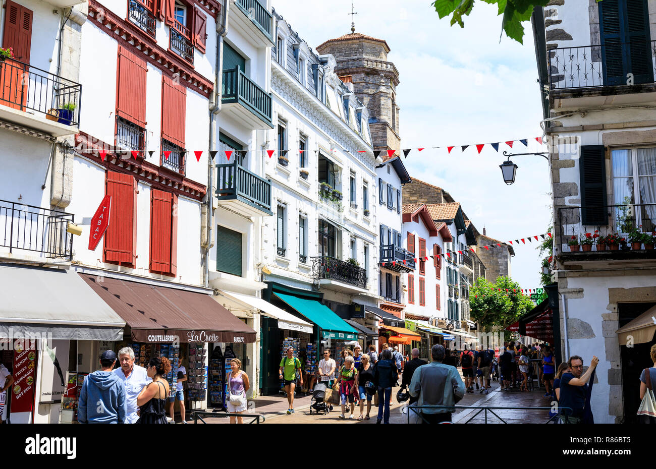 Église Saint-Jean-Baptiste, St Jean de Luz Città Vecchia, Francia Foto Stock