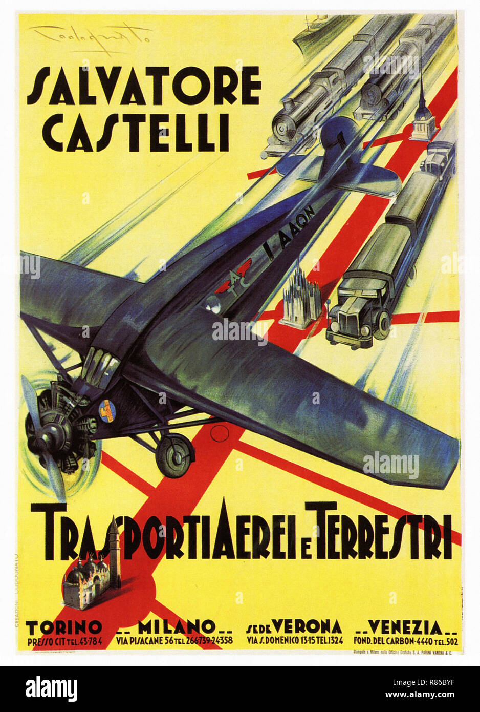 Salvatore Castelli Trasporti - Vintage poster pubblicitari Foto Stock