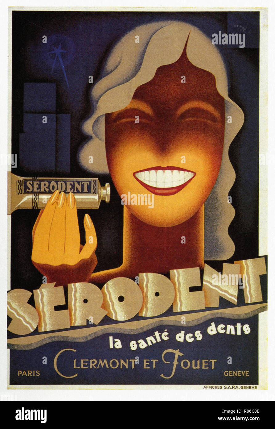 Serodent per denti sani - Vintage poster pubblicitario Foto Stock