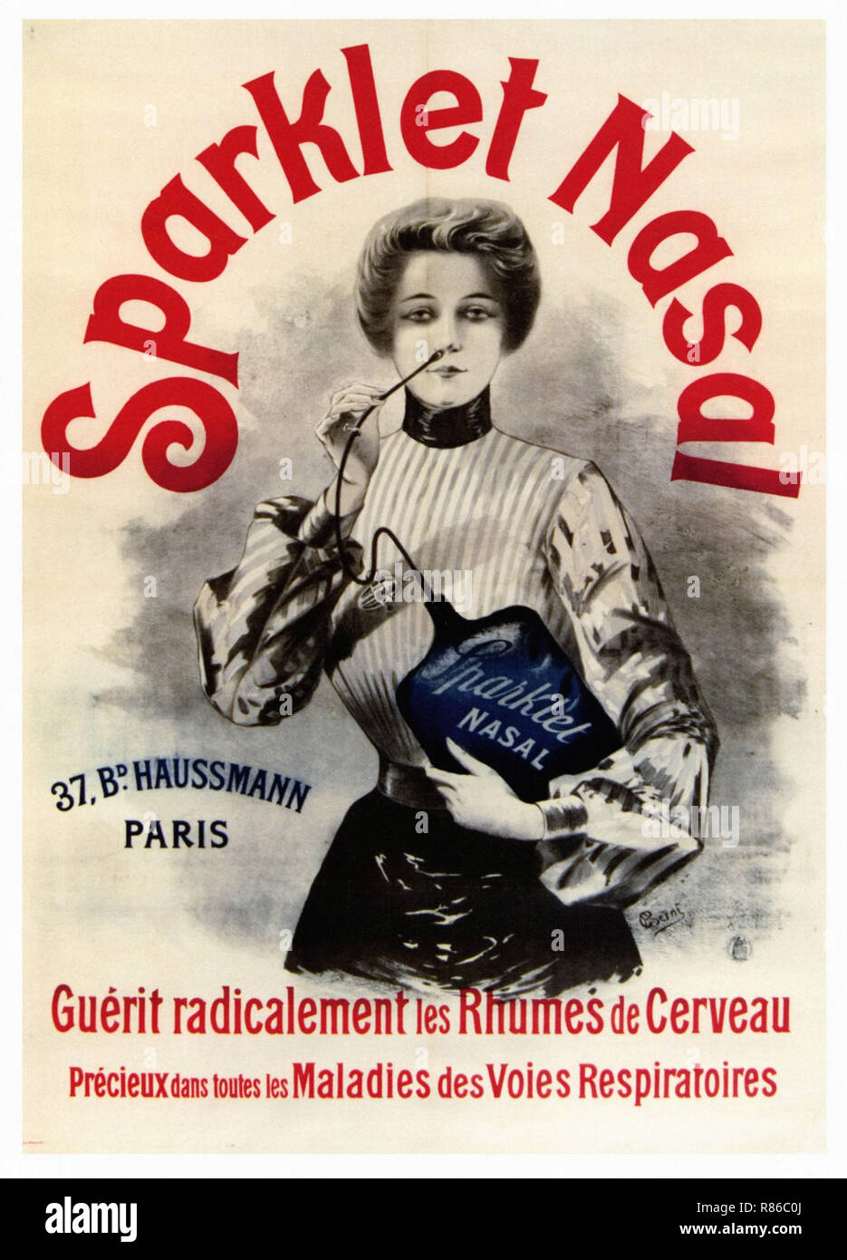 Sparklet nasale vulcanizza completamente raffreddore di testa - Vintage poster pubblicitario Foto Stock