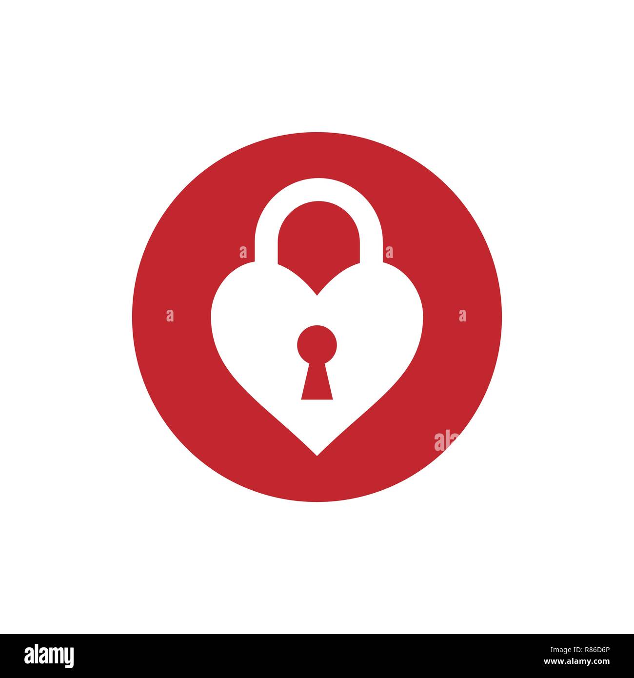 Cuore, keyhole, l amore e la relativa icona. Illustrazione Vettoriale, design piatto. Illustrazione Vettoriale