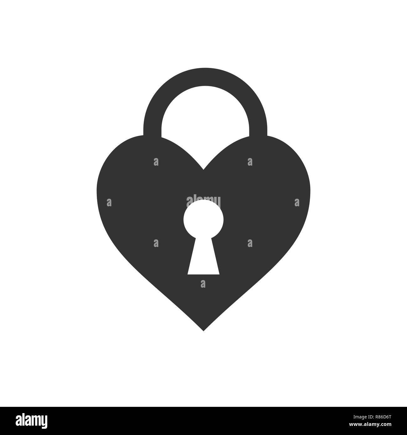 Cuore, keyhole, l amore e la relativa icona. Illustrazione Vettoriale, design piatto. Illustrazione Vettoriale
