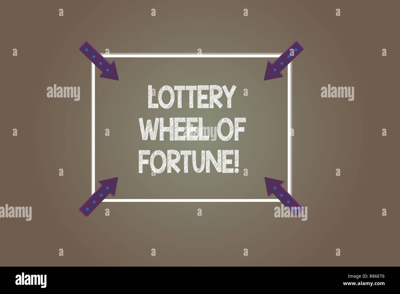 Segno di testo mostra lotteria Ruota della Fortuna. Foto concettuale Chances buona fortuna della dipendenza dal gioco d'azzardo giocatore profilo quadrato ad angolo con le frecce che puntano I Foto Stock