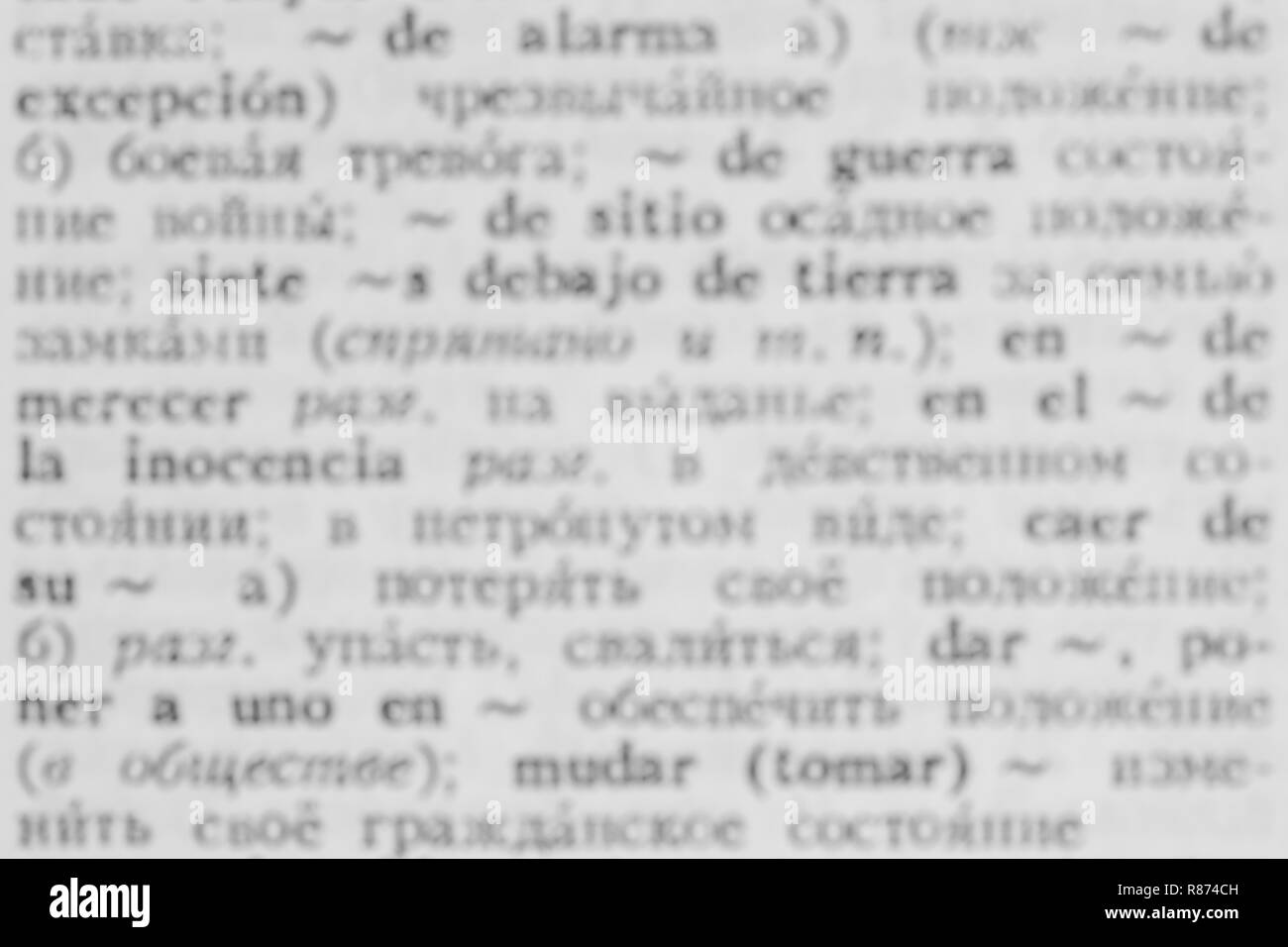 Chiudere la vecchia pagina del dizionario con la soluzione per la parola, splendidamente parole sfocata Foto Stock