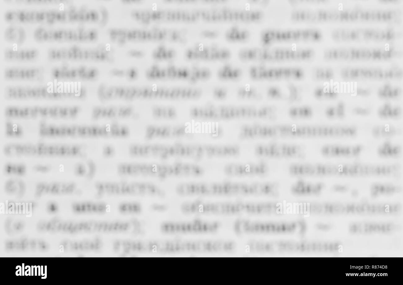 Chiudere la vecchia pagina del dizionario con la soluzione per la parola, splendidamente parole sfocata Foto Stock