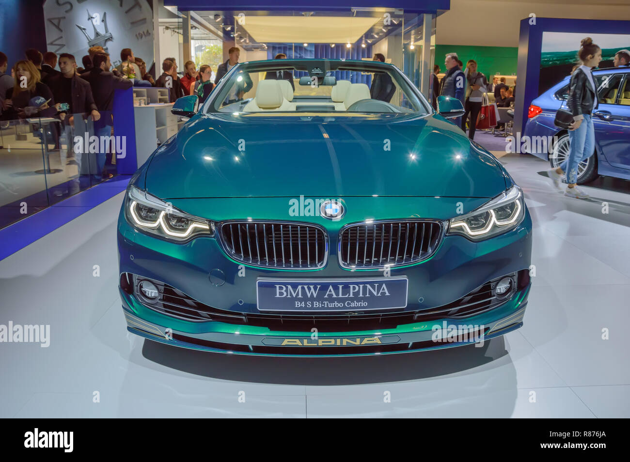 Francoforte - SEP 2017: BMW Alpina B4 S Bi-Turbo Cabrio auto a internazionale IAA Frankfurt Motor Show Foto Stock