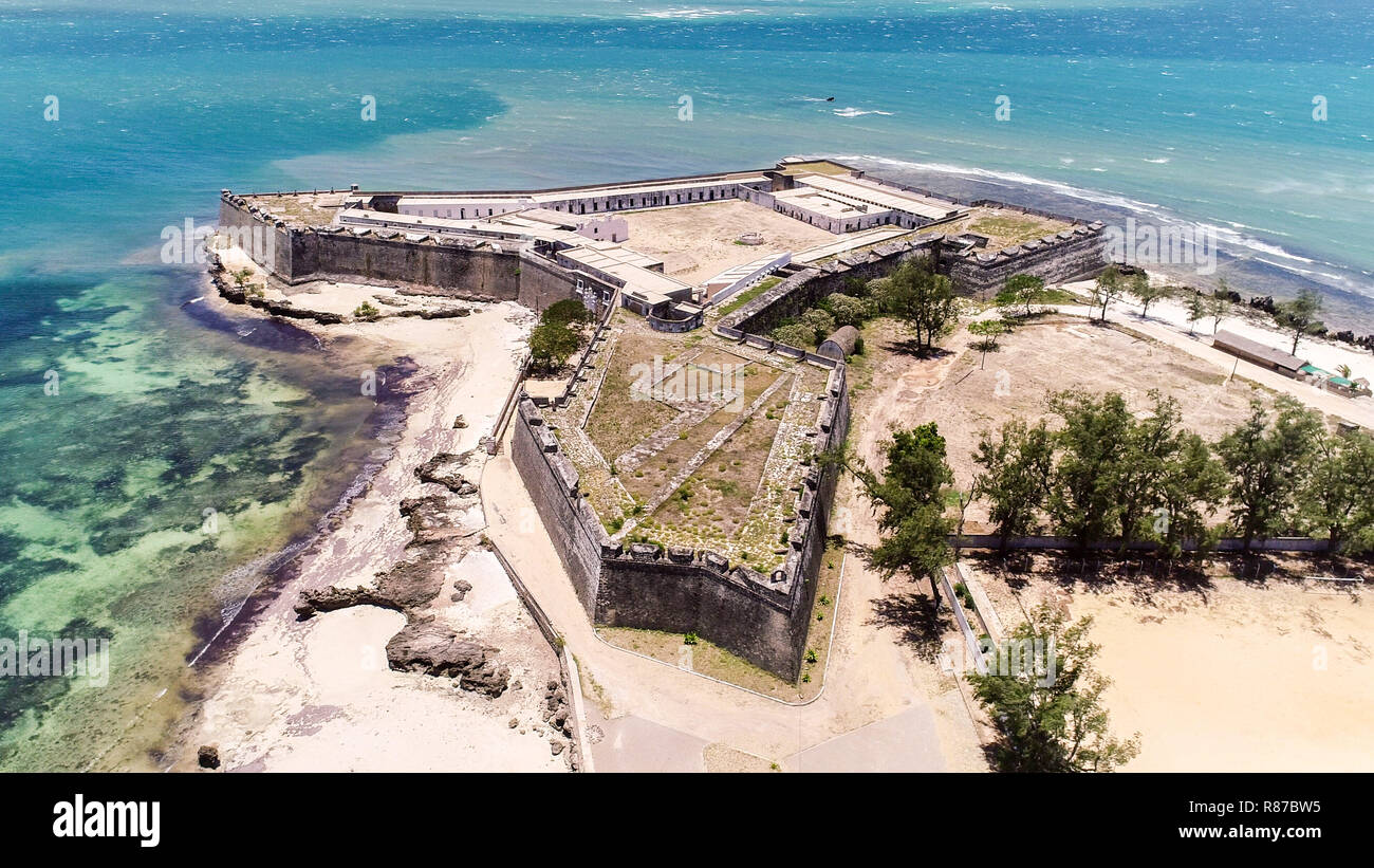 Fort San Sebastian (Sao Sebastiao), isola di Mozambico (Ilha de Mocambique), Oceano Indiano costa. Mossuril Bay, Nampula provincia. Il portoghese in Africa orientale Foto Stock