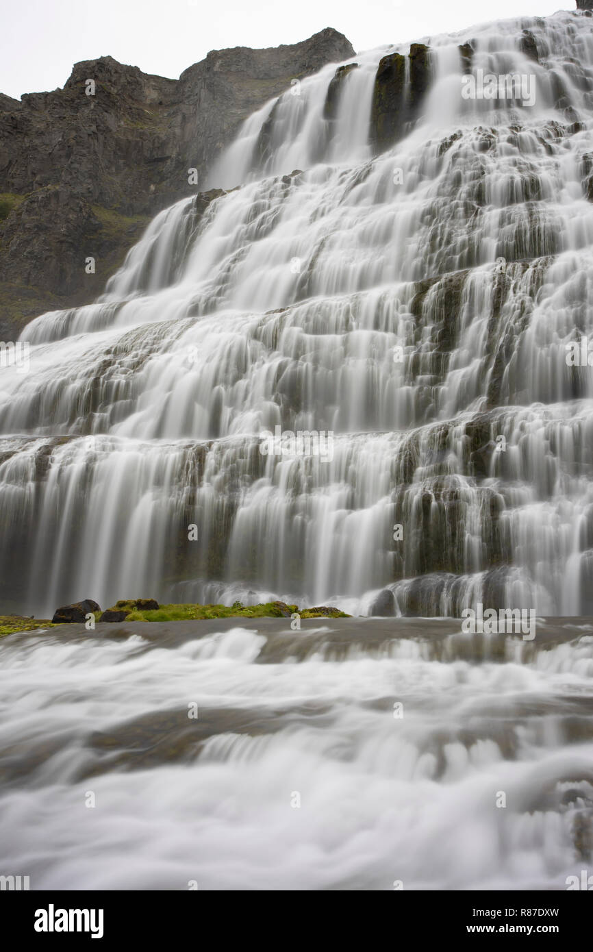 Cascata Dynjandi, Westfjords, Islanda Foto Stock