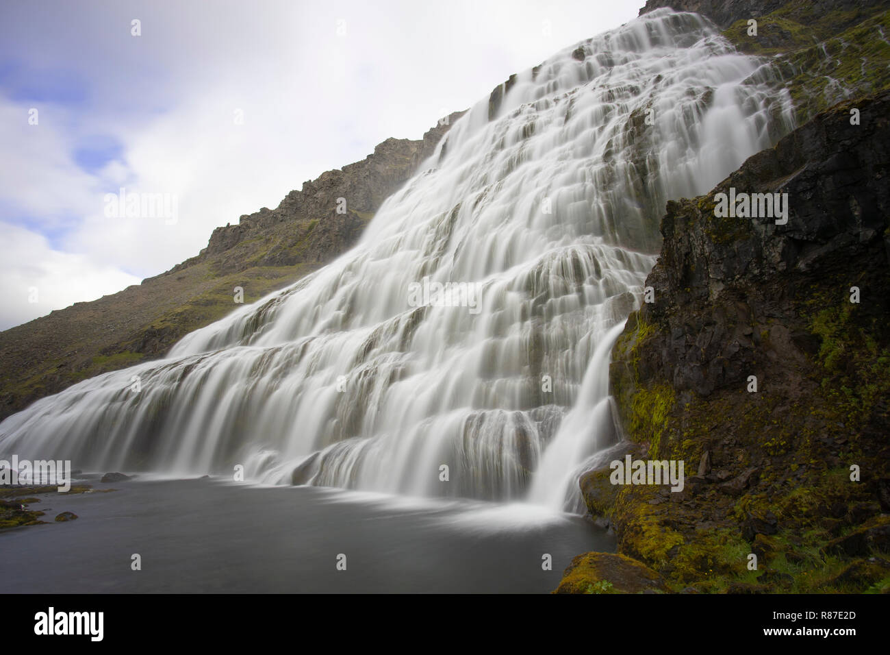 Cascata Dynjandi, Westfjords, Islanda Foto Stock