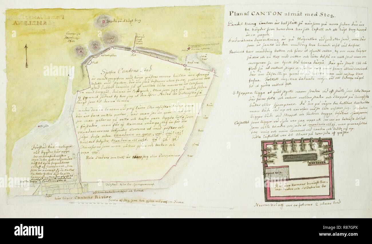 Cantone Città mappa 1748-49 originale. Foto Stock