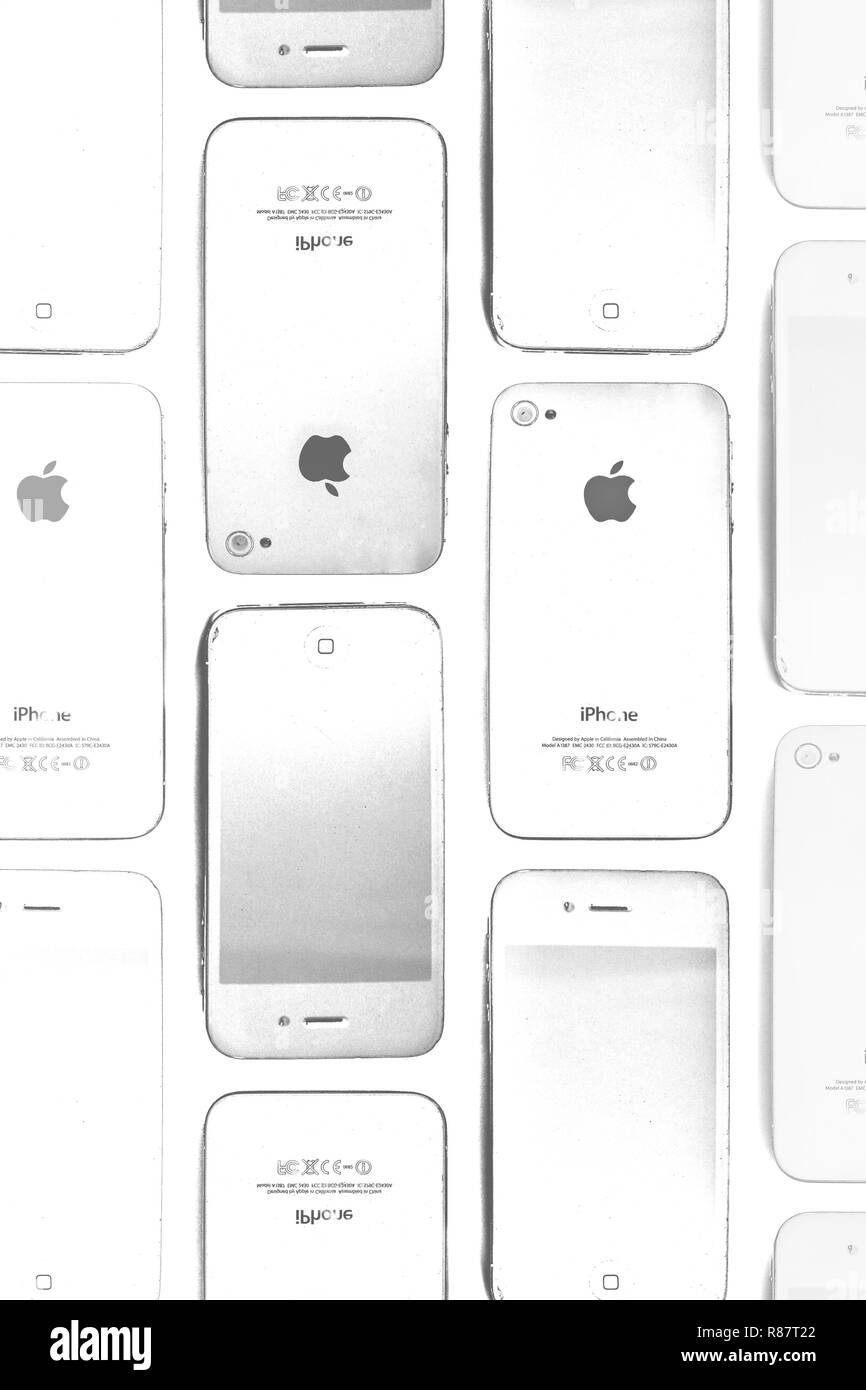 Iphone 4s bianco configurazione inversa Foto Stock