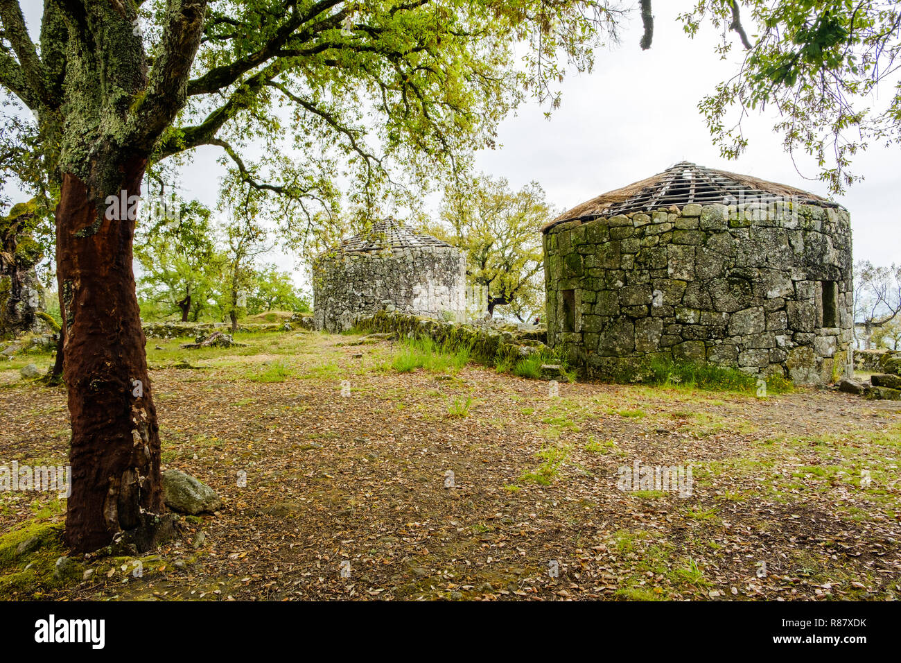 Guimaraes, Portogallo - 31 Maggio 2018 : La cittadella di Briteiros è un sito archeologico dell'Età del Ferro. Guimaraes, Portogallo Foto Stock