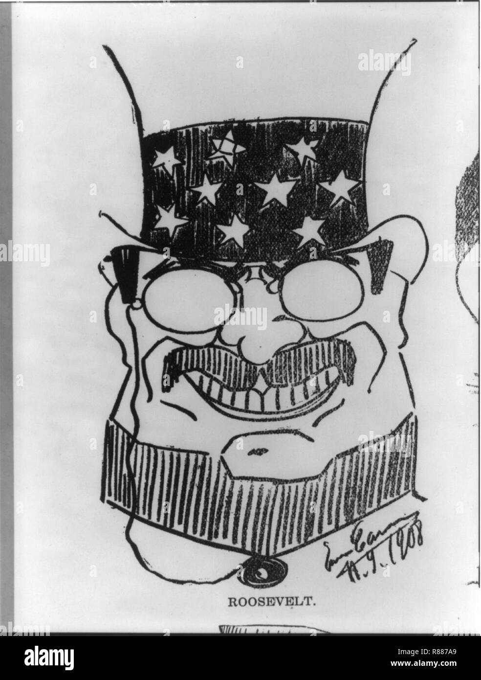 La caricatura di Theo. Roosevelt - Enrico Caruso, N.Y. Foto Stock