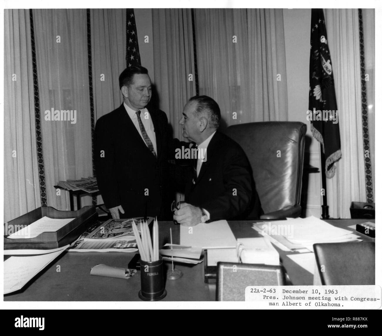 Carl Albert e LBJ (2). Foto Stock