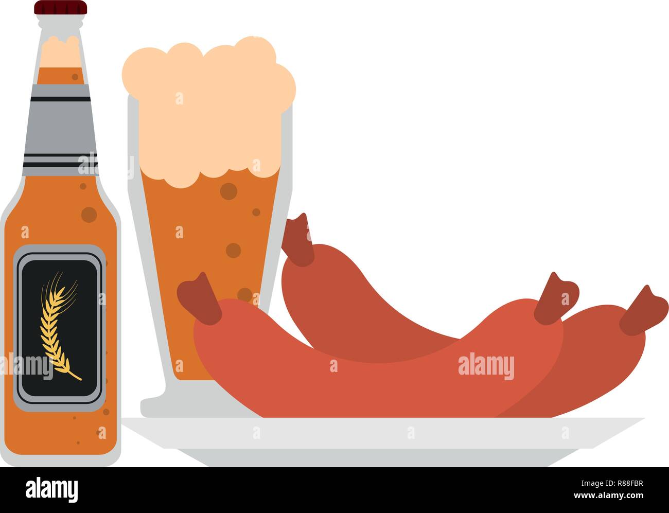 Birra e salsiccia Illustrazione Vettoriale