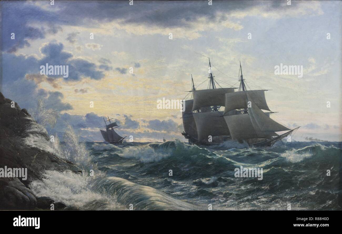 Carl Rasmussen - Skibe morgenen som efter en storm klarer landet per sig - Foto Stock