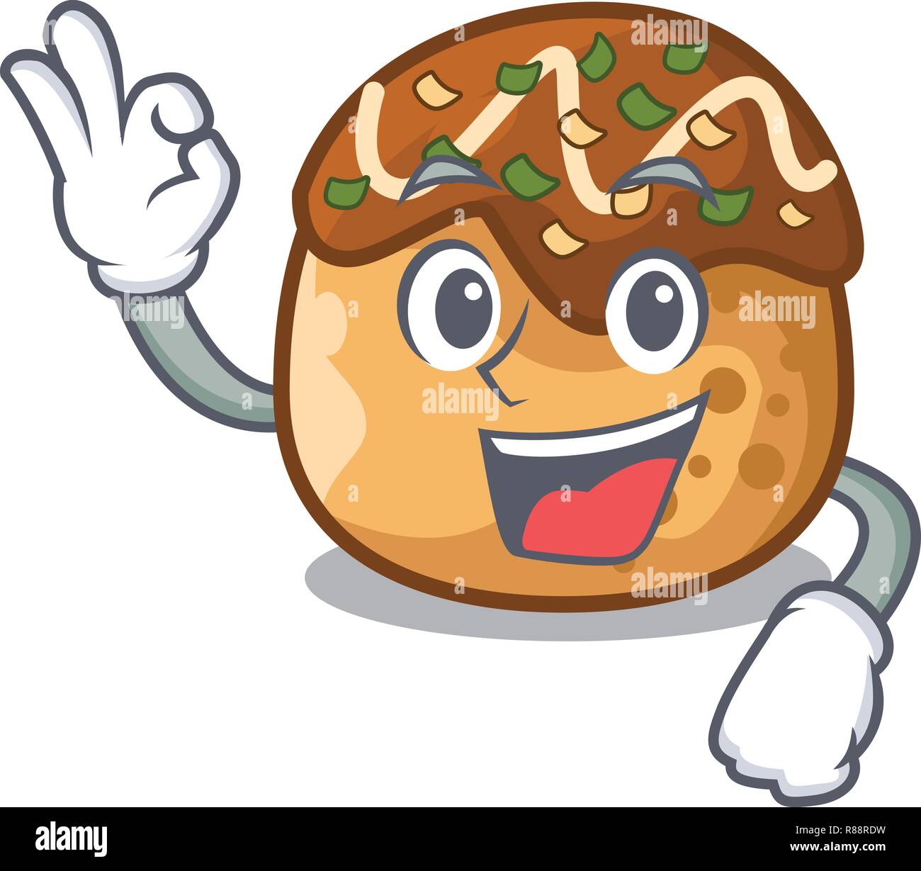 Okay takoyaki carattere nel polpo palle cibo Illustrazione Vettoriale