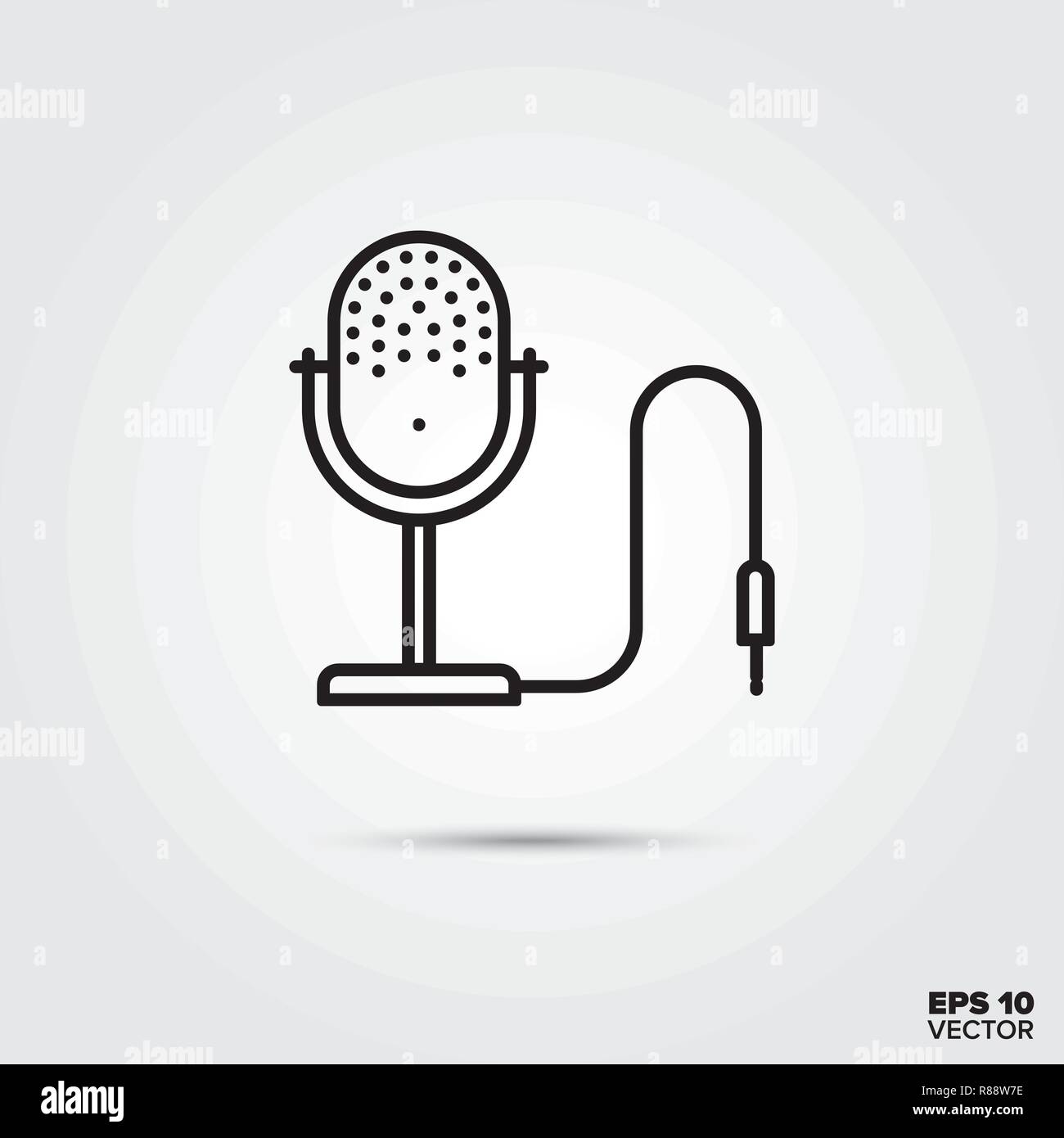 Microfono line icona illustrazione vettoriale. Media e intrattenimento simbolo. Illustrazione Vettoriale