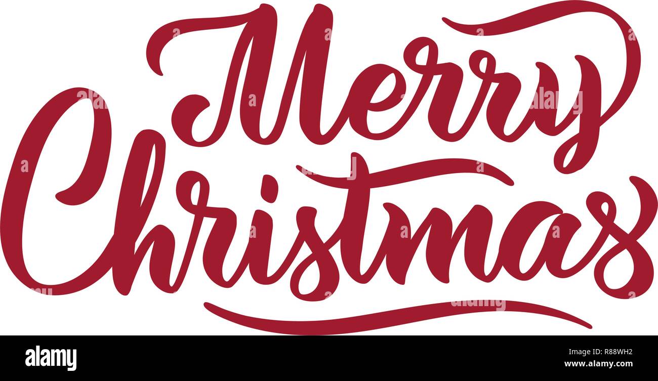 Merry Christmas testo vettoriale Lettering calligrafico scheda Progettazione templateCreative Tipografia per il messaggio di saluto festivo dono Poster. Calligraphy font style Banner Illustrazione Vettoriale