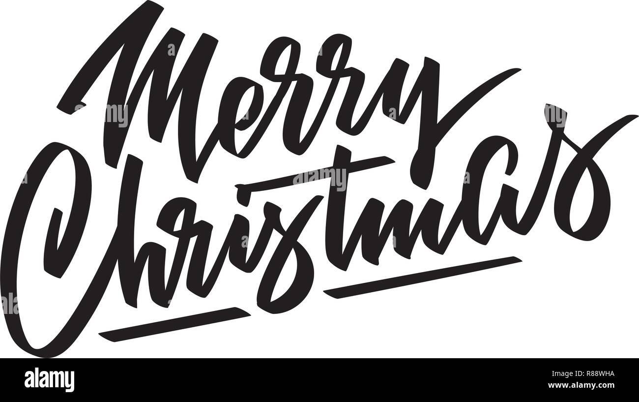 Merry Christmas testo vettoriale Lettering calligrafico scheda Progettazione templateCreative Tipografia per il messaggio di saluto festivo dono Poster. Calligraphy font style Banner Illustrazione Vettoriale
