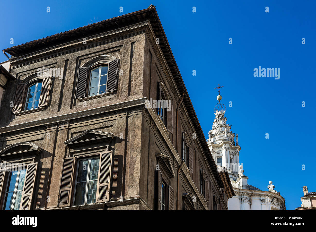 Dettagli architettonici nella città di Roma, Italia. Foto Stock