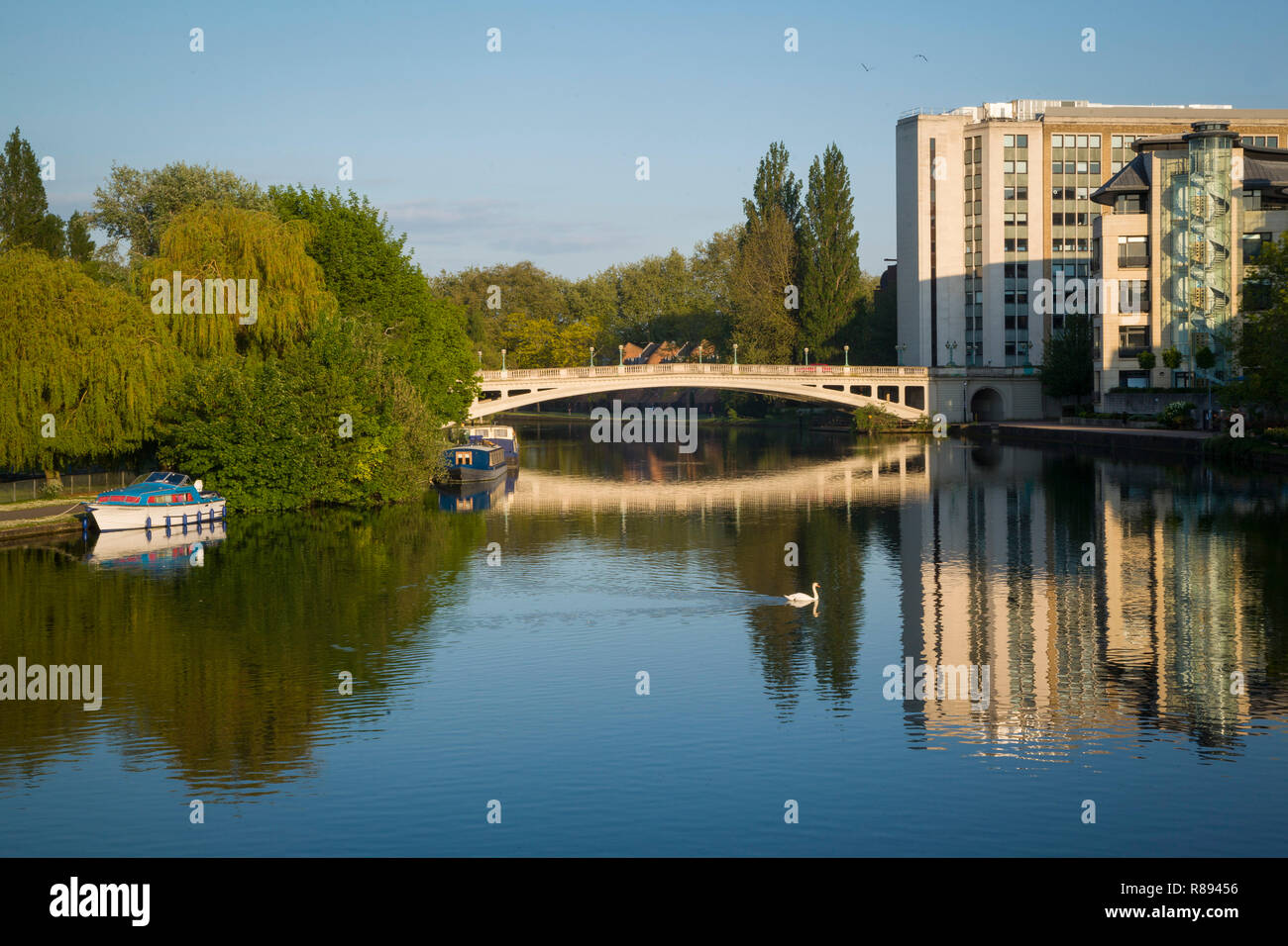 La lettura di Ponte sul Fiume Tamigi a Reading, Berkshire Foto Stock