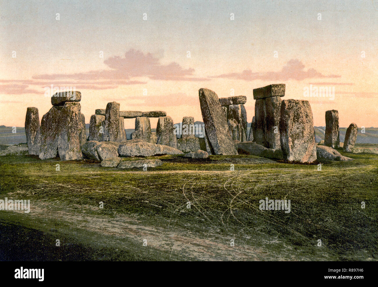 Stonehenge, vicino a Salisbury, Inghilterra, circa 1900 Foto Stock
